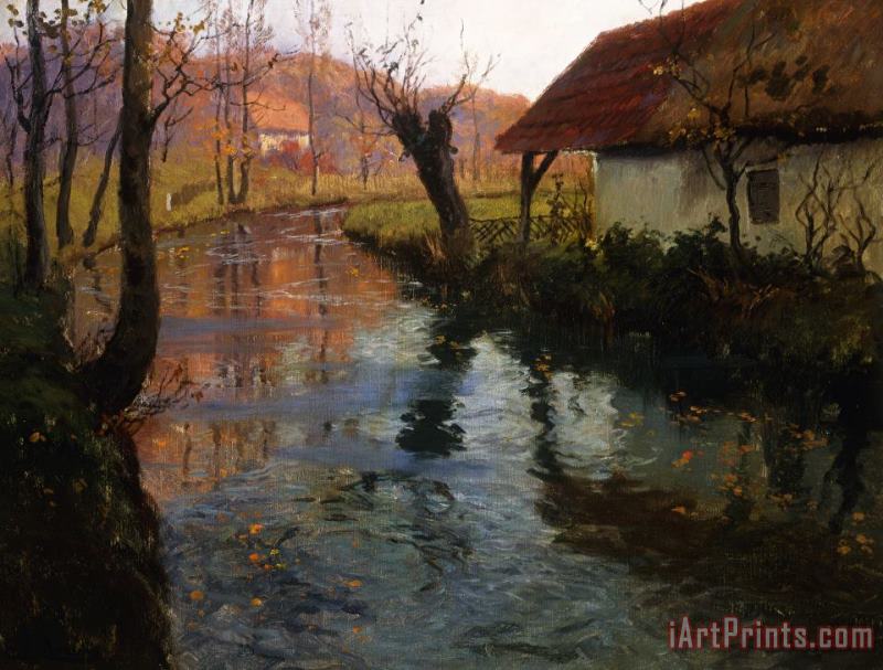Fritz Thaulow The Mill Stream Art Painting
