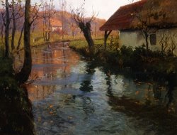 Fritz Thaulow The Mill Stream painting