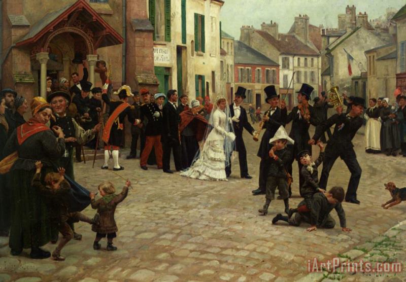 Gabriel Charles Deneux The Wedding Procession, Epinay Sur Seine Art Painting