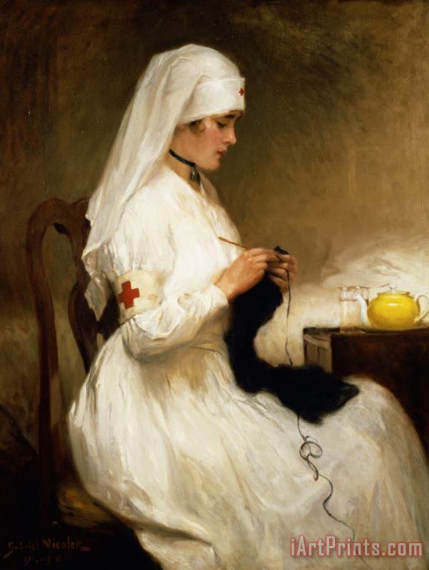 Portrait of a Nurse from the Red Cross painting - Gabriel Emile Niscolet Portrait of a Nurse from the Red Cross Art Print
