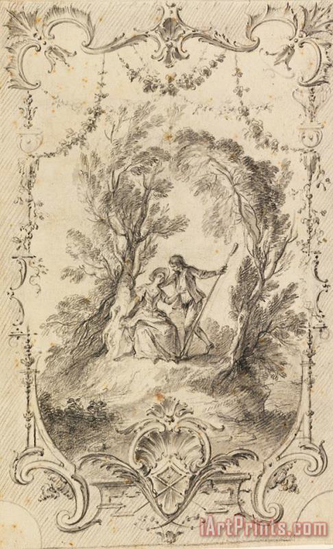 Gabriel Huquier The Eagar Shepherd (preparatory Drawing for Plate 247 in L'oeuvre Grave De Watteau, 1739) Art Print