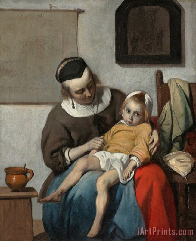 Het Zieke Kind painting - Gabriel Metsu Het Zieke Kind Art Print