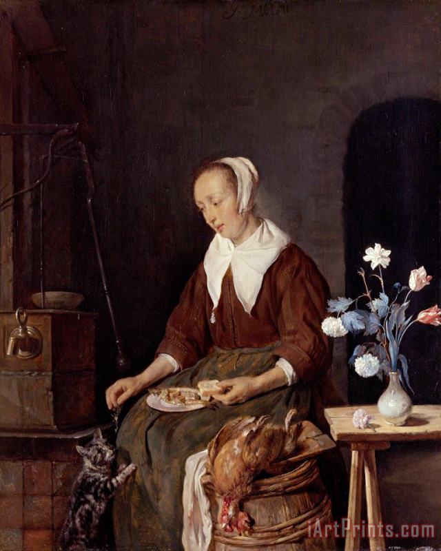 Woman Eating painting - Gabriel Metsu Woman Eating Art Print