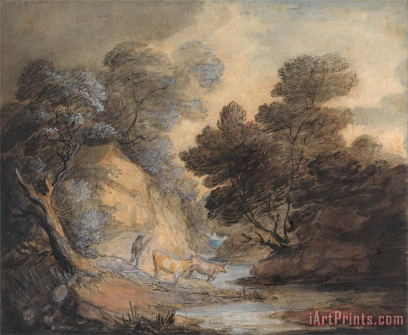 Gainsborough, Thomas Cattle Watering by a Stream Art Painting