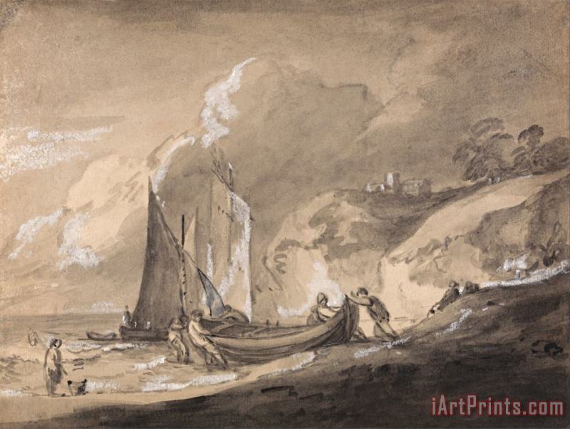 Gainsborough, Thomas Coastal Scene with Figures And Boats Art Print