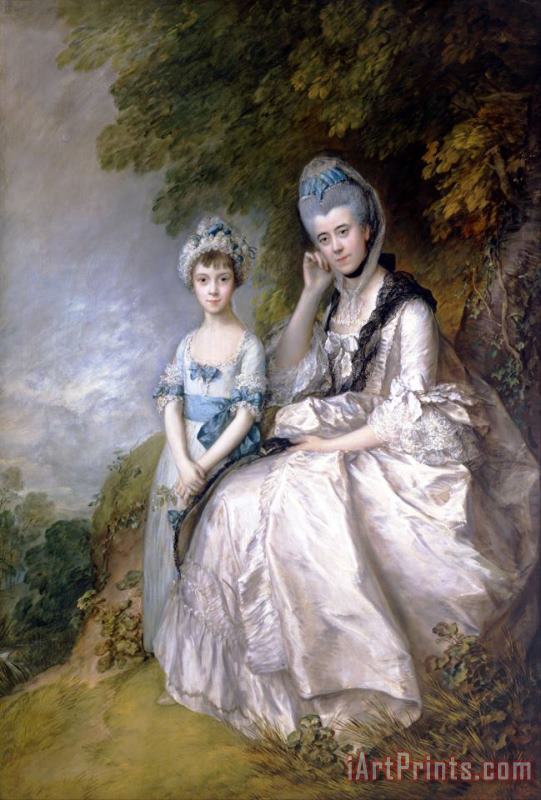 Gainsborough, Thomas Hester, Countess of Sussex, And Her Daughter, Lady Barbara Yelverton Art Painting
