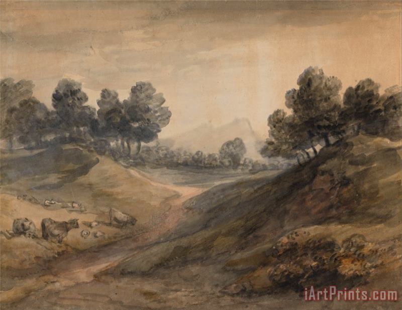 Landscape And Cattle painting - Gainsborough, Thomas Landscape And Cattle Art Print