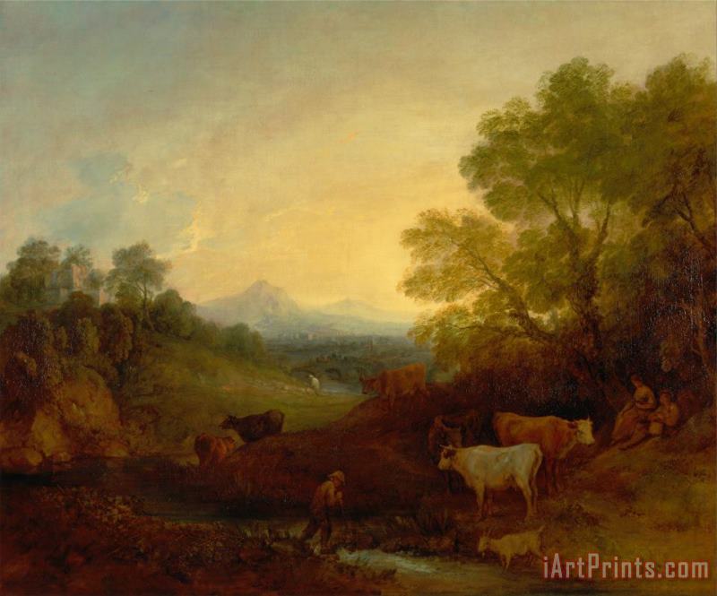 Landscape with Cattle painting - Gainsborough, Thomas Landscape with Cattle Art Print