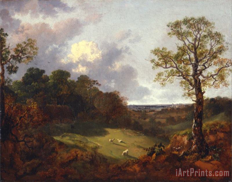 Wooded Landscape with a Cottage And Shepherd painting - Gainsborough, Thomas Wooded Landscape with a Cottage And Shepherd Art Print