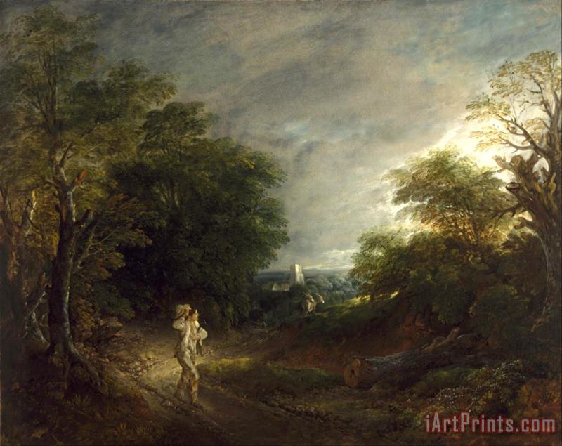 Wooded Landscape with a Woodcutter painting - Gainsborough, Thomas Wooded Landscape with a Woodcutter Art Print