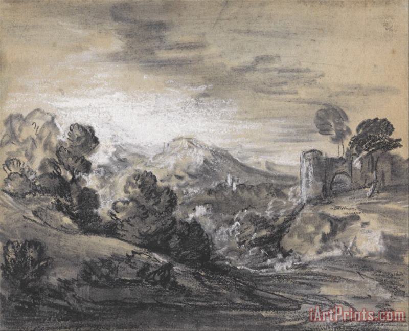 Gainsborough, Thomas Wooded Landscape with Castle Art Print