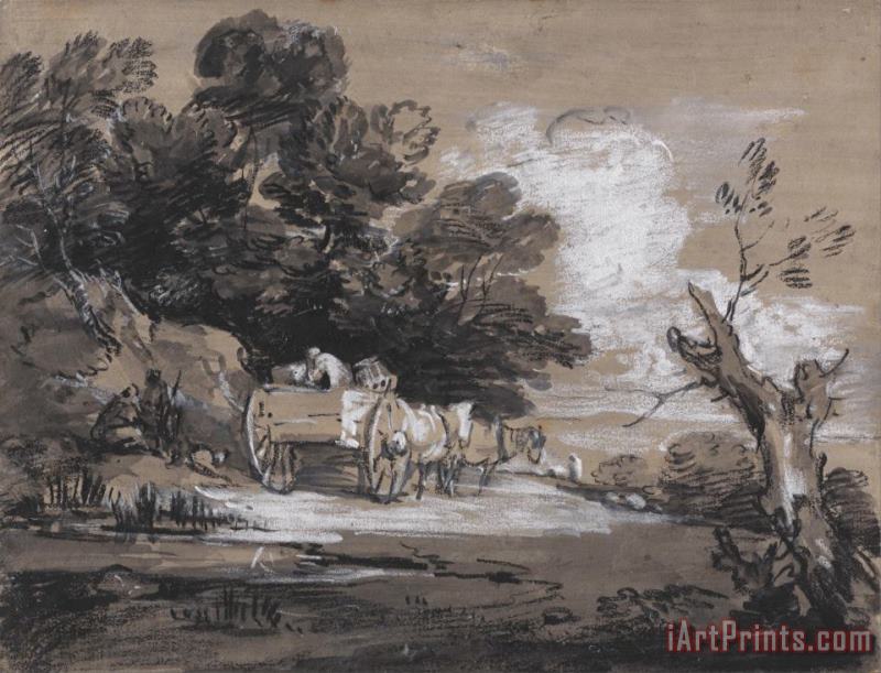 Gainsborough, Thomas Wooded Landscape with Country Cart And Figures Art Painting