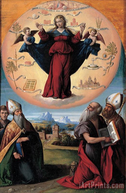 Madonna in Glory And Holy Hones painting - Garofalo Madonna in Glory And Holy Hones Art Print