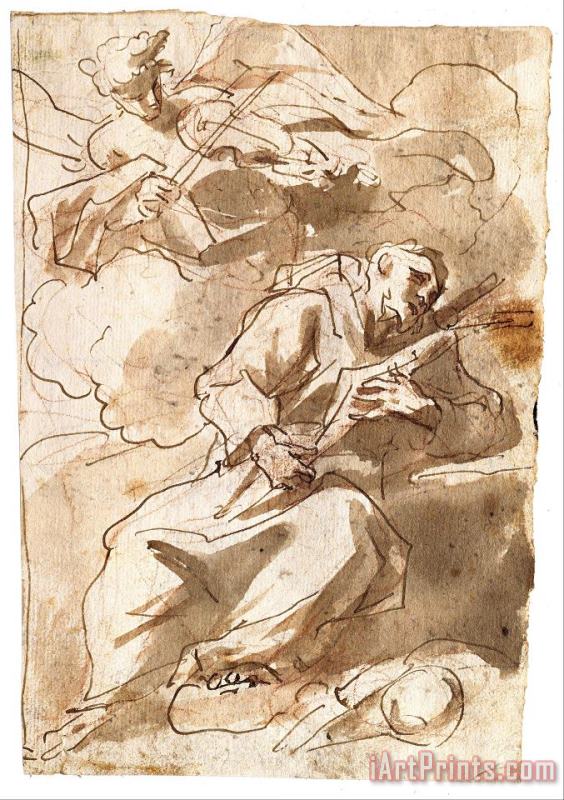Gaspare Diziani An Angelic Minstrel Appears to Saint Francis Art Print