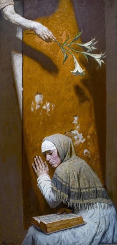 Annunciation Day, 1987 1900 painting - Gely Korzhev Annunciation Day, 1987 1900 Art Print