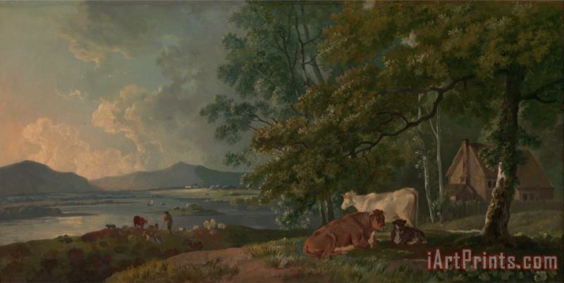 George Barret Morning Landscape with Cattle Art Print