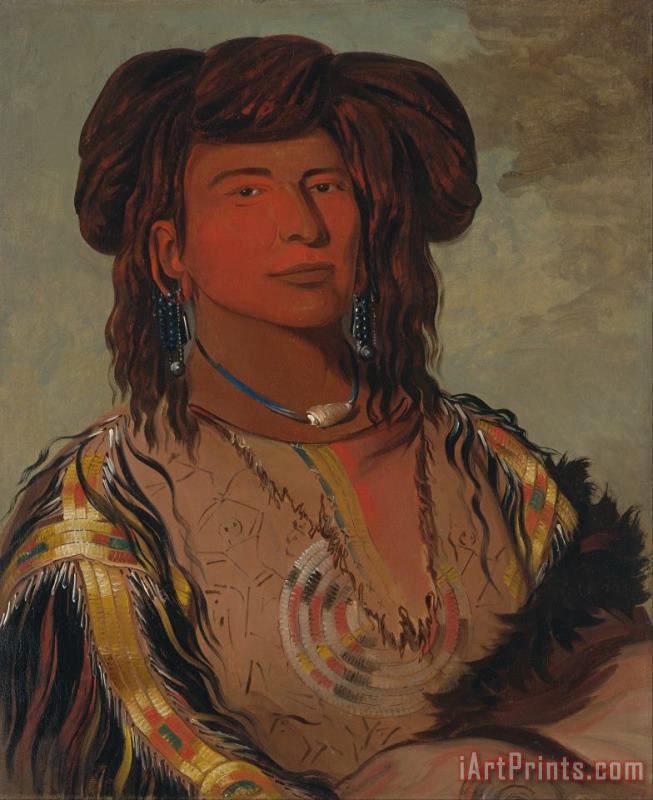 George Catlin Ha Won Je Tah, One Horn, Head Chief of The Miniconjou Tribe Art Painting