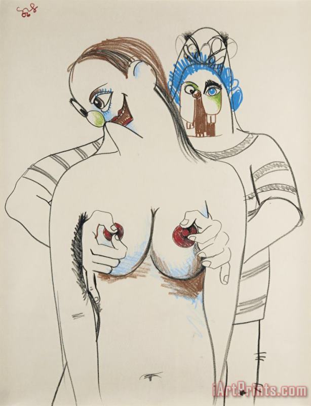 Double Figure Composition, 2006 painting - George Condo Double Figure Composition, 2006 Art Print