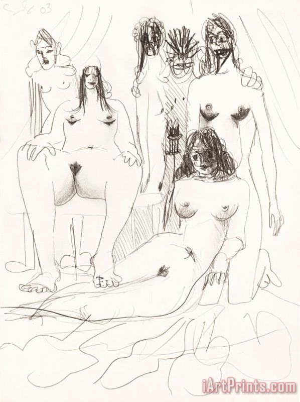 Orgy Composition, 2003 painting - George Condo Orgy Composition, 2003 Art Print