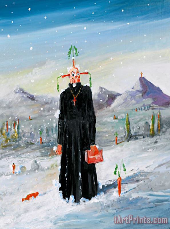 George Condo Priest in The Snow Art Painting