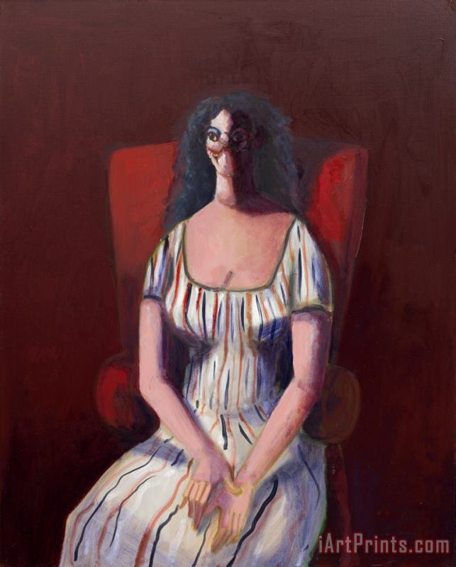 George Condo Woman on Red Chair, 2007 Art Painting