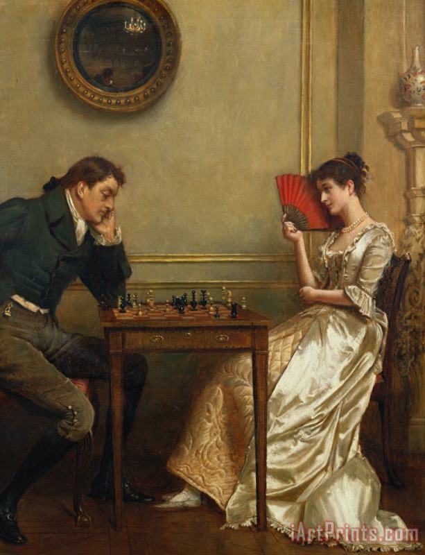 George Goodwin Kilburne A Game Of Chess Art Print