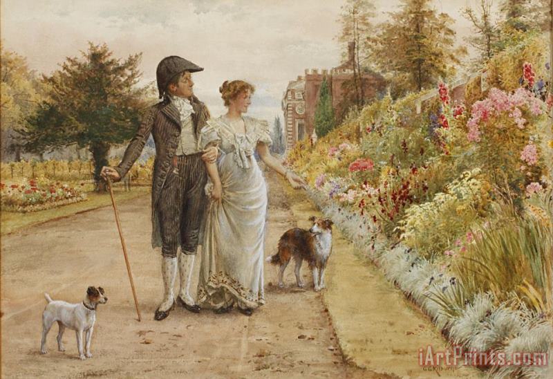 George Goodwin Kilburne A Garden Stroll Art Painting