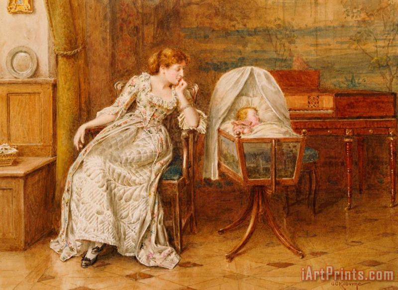 George Goodwin Kilburne An Interior With A Mother And Child Art Print