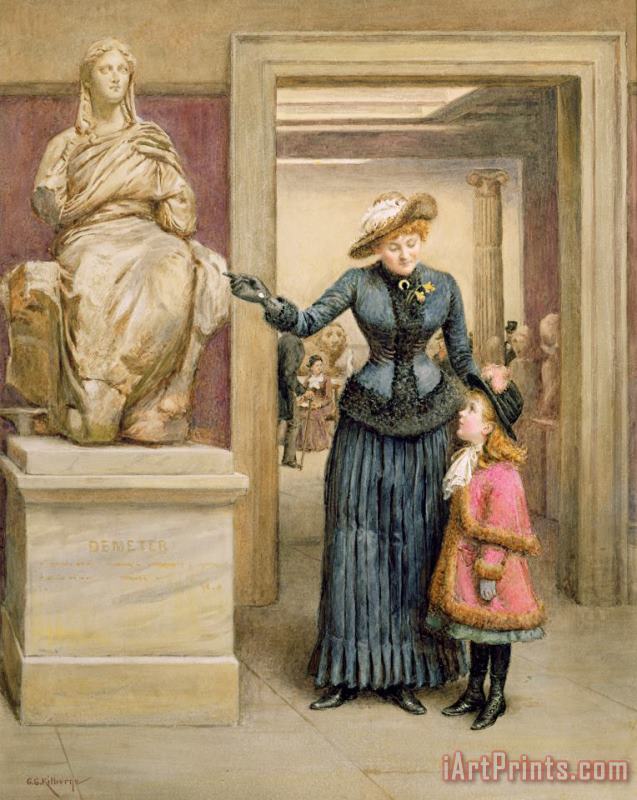 At The British Museum painting - George Goodwin Kilburne At The British Museum Art Print