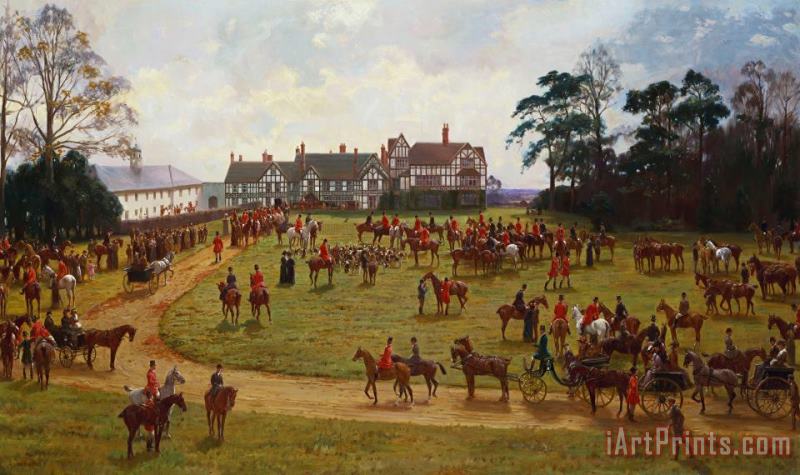 The Cheshire Hunt The Meet At Calveley Hall painting - George Goodwin Kilburne The Cheshire Hunt The Meet At Calveley Hall Art Print