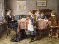 George Goodwin Kilburne The Lesson painting