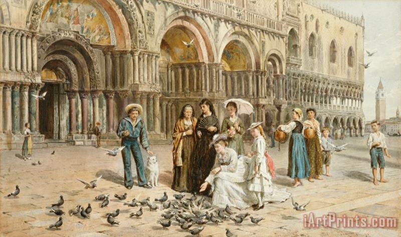 George Goodwin Kilburne The Pigeons Of St Mark S Art Painting