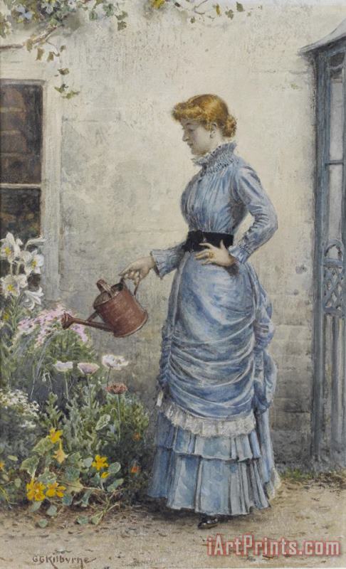 George Goodwin Kilburne Watering The Flowers Art Painting