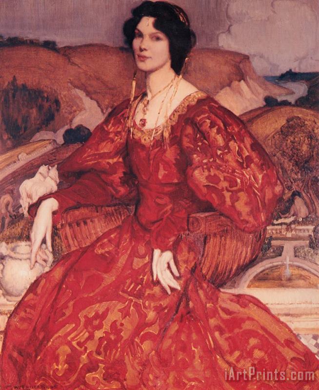 Sybil Walker in Red And Gold Dress painting - George Lambert Sybil Walker in Red And Gold Dress Art Print