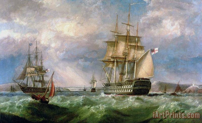 George Mounsey Wheatley Atkinson British Men-O'-War Sailing into Cork Harbour Art Painting