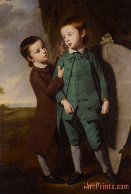 George Romney Portrait of Two Boys with a Kite Art Print