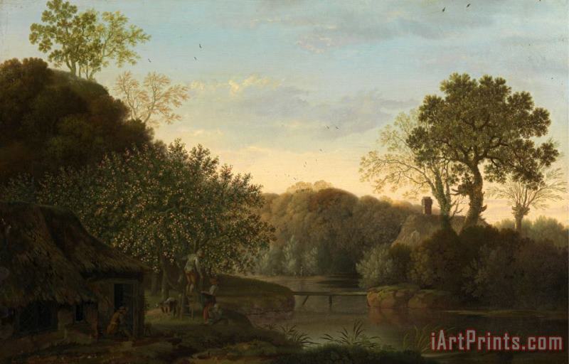 George Smith An Autumn Landscape with Apple Pickers Art Print