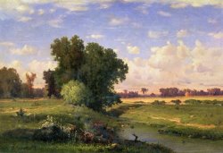 George Snr Inness Hackensack Meadows - Sunset painting