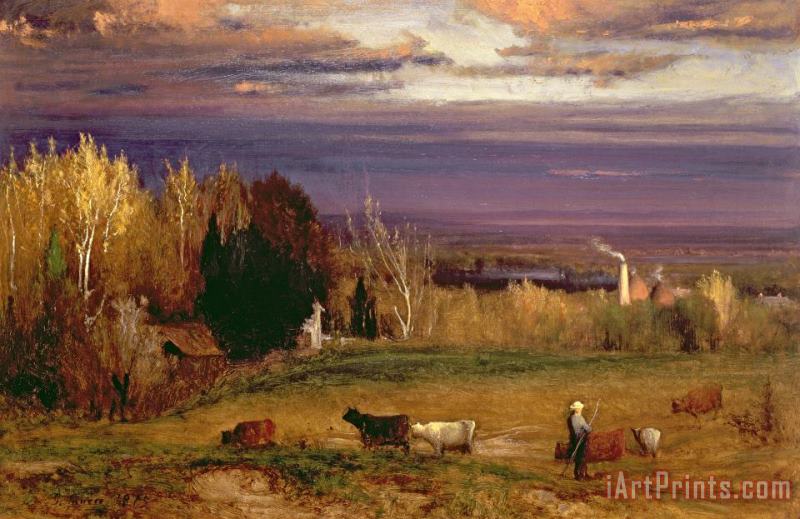 Sunshine After Storm or Sunset painting - George Snr Inness Sunshine After Storm or Sunset Art Print