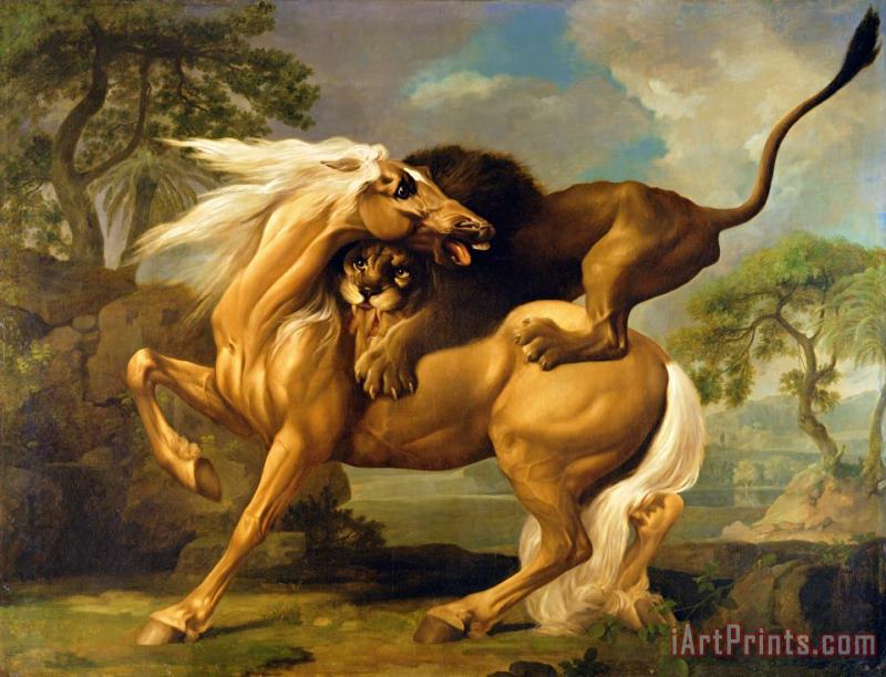 A Lion Attacking a Horse painting - George Stubbs A Lion Attacking a Horse Art Print
