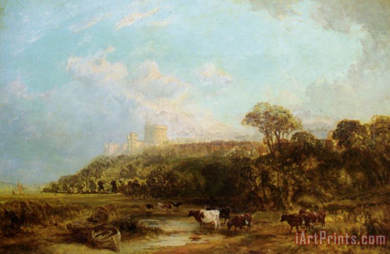George Vicat Cole Cattle Watering Windsor Castle Beyond Art Painting