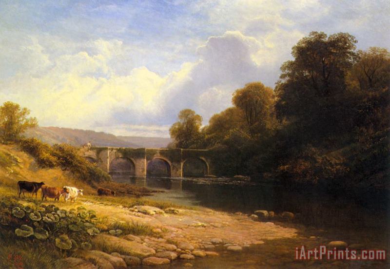 Staveton Bridge, Devon painting - George Vicat Cole Staveton Bridge, Devon Art Print