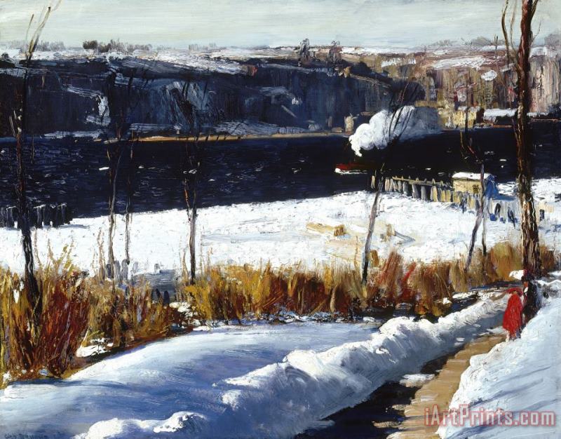 Winter Afternoon, Riverside Park, New York City, January 1909 painting - George Wesley Bellows Winter Afternoon, Riverside Park, New York City, January 1909 Art Print