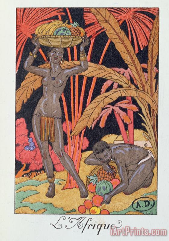 'africa' Illustration For A Calendar For 1921 painting - Georges Barbier 'africa' Illustration For A Calendar For 1921 Art Print