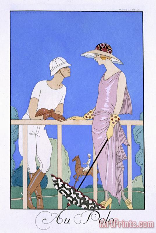 At Polo painting - Georges Barbier At Polo Art Print