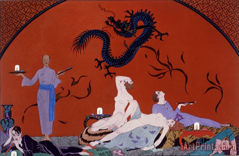 At The House Of Pasotz painting - Georges Barbier At The House Of Pasotz Art Print