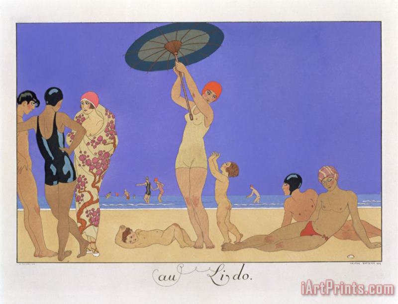 At The Lido painting - Georges Barbier At The Lido Art Print