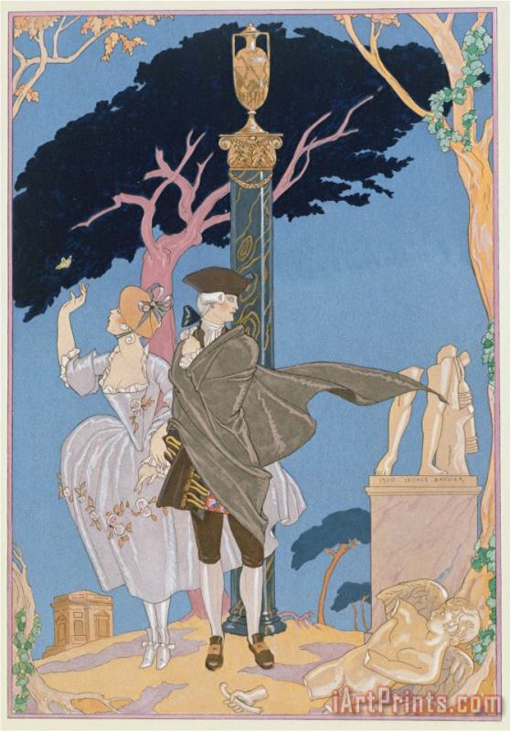 Georges Barbier Broken Hearts Broken Statues Illustration for Fetes Galantes by Paul Verlaine 1844 96 Art Painting
