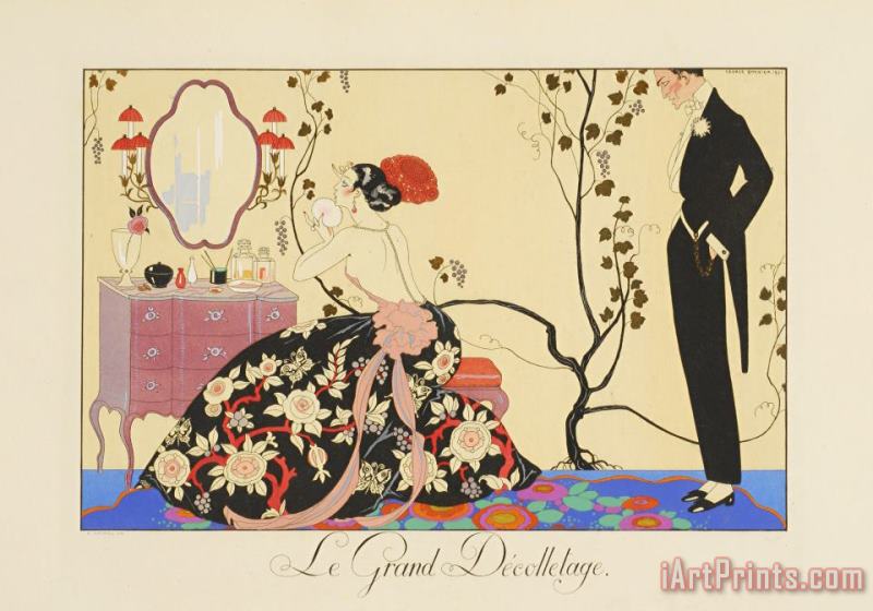Le Grand Decolletage painting - Georges Barbier Le Grand Decolletage Art Print
