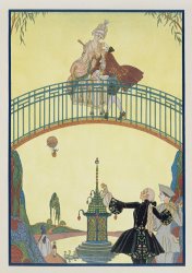 Georges Barbier Love On The Bridge painting